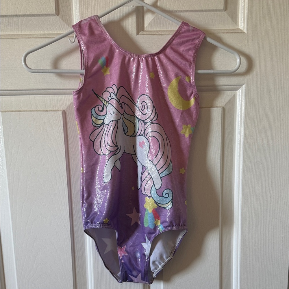 Girls Unicorn Leotard Pink Purple Ombré